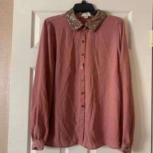Forever 21 Plus- Dusty rose sequin color top
